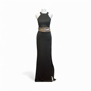 Honey and Rosie Black and Gold Backless Dress